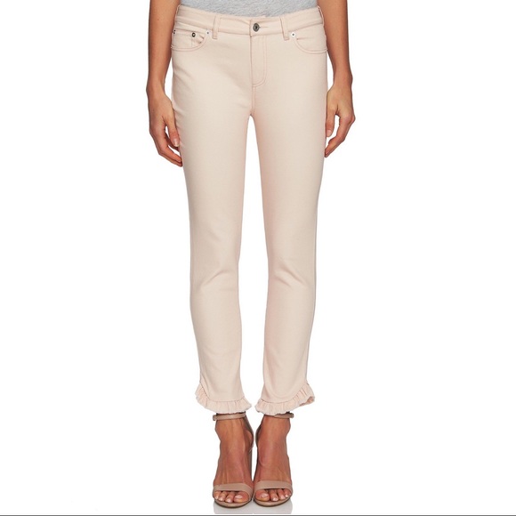 CeCe Denim - Cece Ruffle Hem Pink Skinny Leg Jeans Sz 12